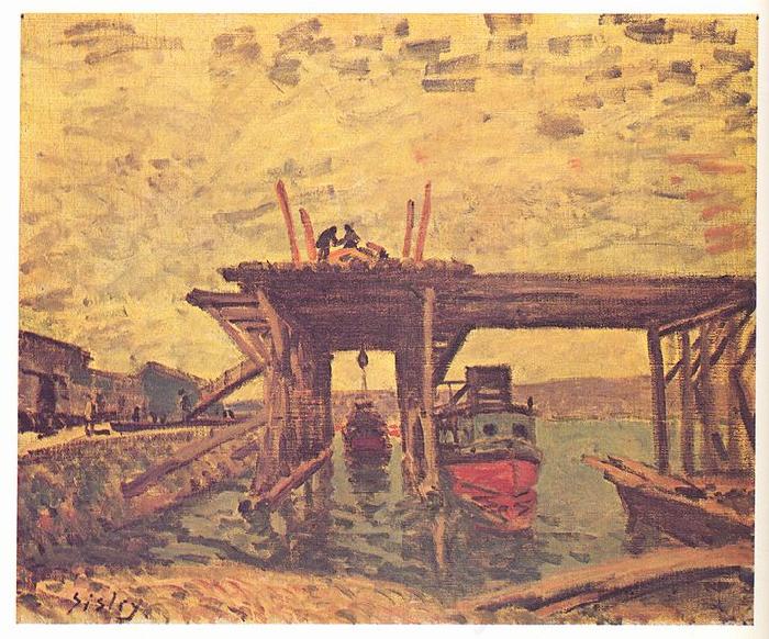 Alfred Sisley Brucke im Bau France oil painting art